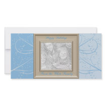 KRW Blue Ice Swirls Custom Photo Holiday Card photo cards