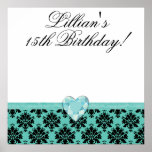 KRW Blue Jewel Heart Birthday Autograph Poster