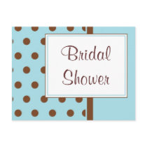KRW Blue Polka Dots Custom Shower Invitation postcards by KRWWedding KRW Blue Polka Dots Custom Shower Invitation postcards