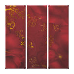 KRW Bordeaux Fantasy Floral Art Triple Canvas Stretched Canvas Print