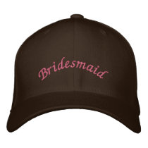 KRW Bridesmaid Script Pink and Brown embroidered hats