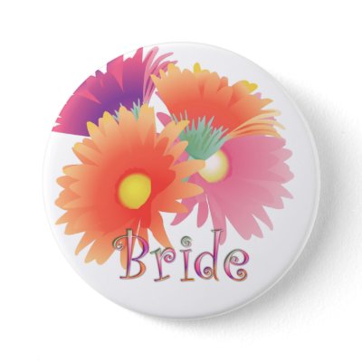 KRW Bright Daisy Bride Wedding Button