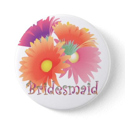 KRW Bright Daisy Bridesmaid Wedding Button