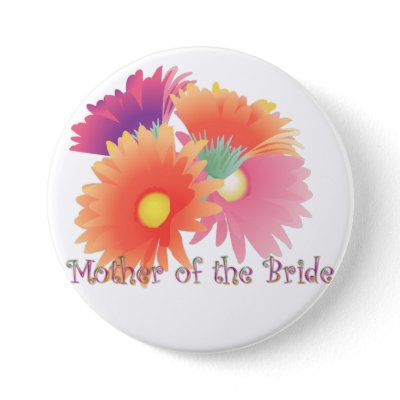 KRW Bright Daisy Mother of the Bride Wedding Butto Pinback Buttons