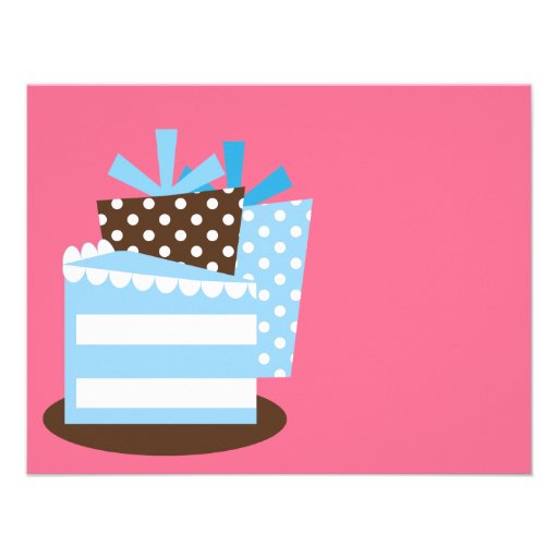 KRW Brown & Blue Polka Dot Owl Blank Party Invite
