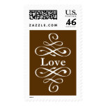 KRW Brown Elegant Swirl Love Wedding Postage Stamps KRW Brown Elegant Swirl Love Wedding Postage Stamps