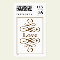 KRW Brown Elegant Swirl Love Wedding postage