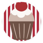 KRW Chocolate Cherry Cupcake Striped Sticker