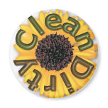 KRW Clean and Dirty 3 inch Sunflower Kitchen Magne Refrigerator Magnets