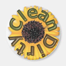 KRW Clean and Dirty 3 inch Sunflower Kitchen Magne Refrigerator Magnets