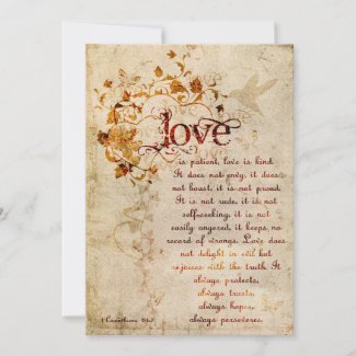 KRW Corinthians Love is: Wedding Invitation Ecru