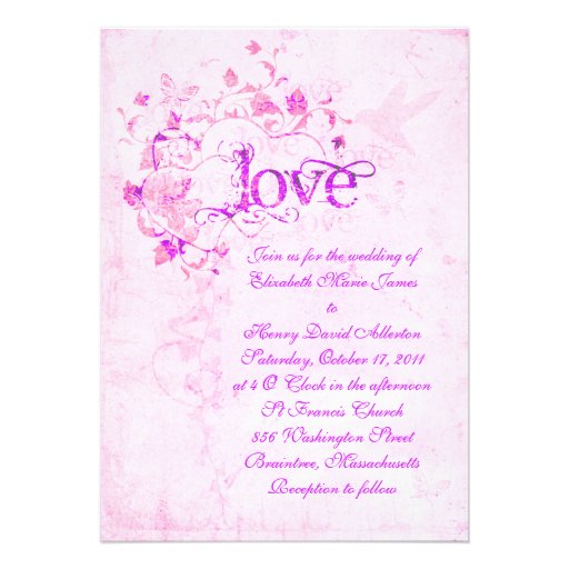 KRW Corinthians Love is: Wedding Invitation Pink