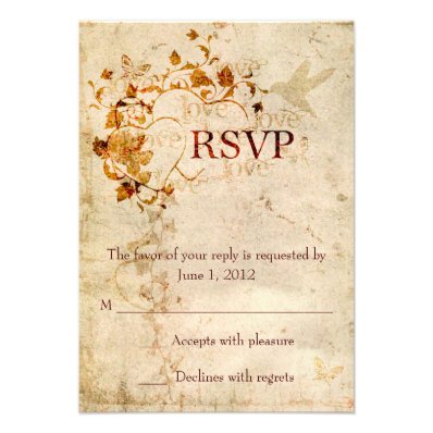 KRW Corinthians Love is: Wedding RSVP Ecru Personalized Announcement