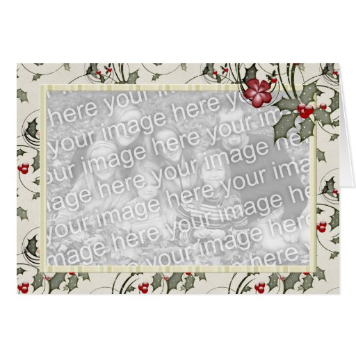 KRW Country Holly and Ivory Stripes Photo Card