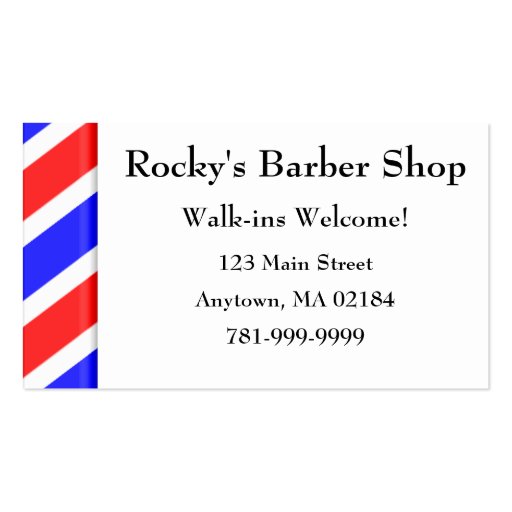 KRW Custom Barber Shop Appointment Business Cards (front side)