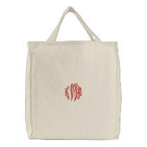 KRW Custom Basic Script Monogram in Red embroidered bags