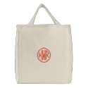 KRW Custom Circle Monogram in Orange embroidered bags by KRWNameGame KRW Custom Circle Monogram in Orange embroidered bags