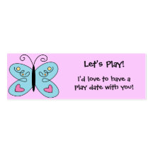 KRW Custom Colorful Butterfly Play Date Card Business Cards