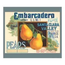 KRW CUSTOM Embarcadero Pears Vintage Crate Label posters