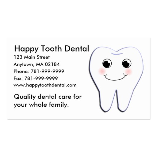 KRW Custom Happy Tooth Dental Appointment Business Card Template (front side)