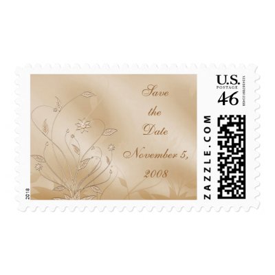 KRW Custom Ivory Satin and Pearls Save the Date Postage Stamps
