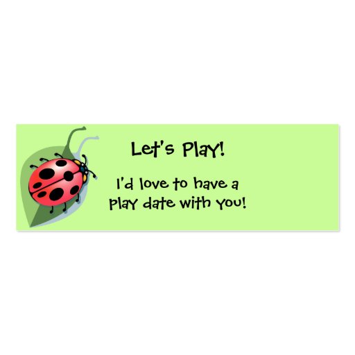 KRW Custom Lady Bug Play Date Card Business Card Templates (front side)