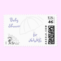 KRW Custom Little Ducks Blue Baby Shower stamps