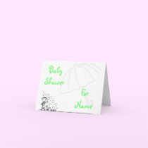 KRW Custom Little Ducks Green Baby Shower cards