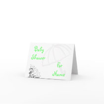 KRW Custom Little Ducks Green Baby Shower cards