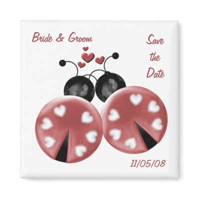 KRW Custom Love Bugs Save the Date Wedding Refrigerator Magnet