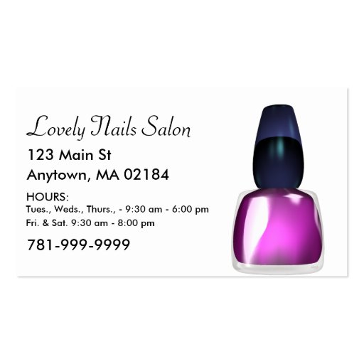 KRW Custom Nail Salon Appointment Business Card Template (front side)