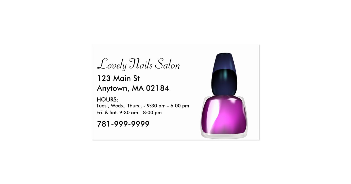 KRW Custom Nail Salon Appointment Business Card Zazzle