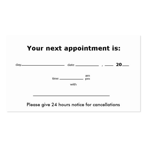 KRW Custom Nail Salon Appointment Business Card Template (back side)