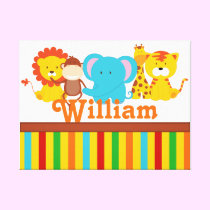 KRW Custom Name Baby Safari - Jungle Nursery Print canvas prints