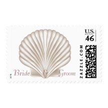 KRW Custom Name Sea Shell Beach Wedding Stamp