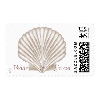 KRW Custom Name Sea Shell Beach Wedding Stamp stamp