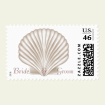 KRW Custom Name Sea Shell Beach Wedding Stamp by KRWWedding KRW Custom Name Sea Shell Beach Wedding Stamp