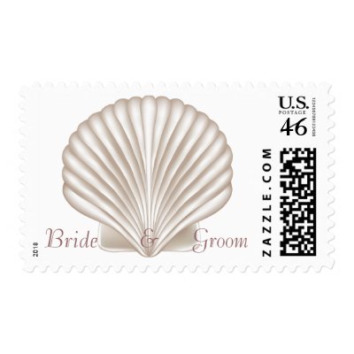 KRW Custom Name Sea Shell Beach Wedding Stamp by KRWWedding