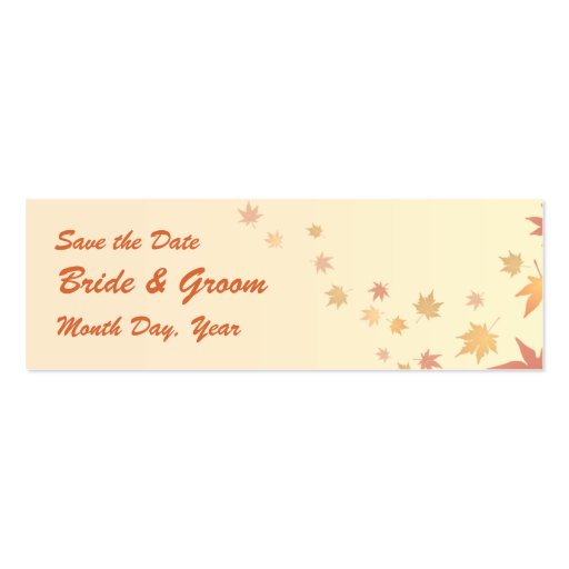 KRW Custom Save the Date Fall Leaves Wedding Business Cards (front side)
