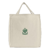 KRW Custom Scroll Monogram in Green embroidered bags
