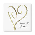 KRW Custom Stylized Gold Heart Wedding Favor magnets by KRWWedding KRW Custom Stylized Gold Heart Wedding Favor magnets