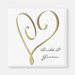 KRW Custom Stylized Gold Heart Wedding Favor Fridge Magnet