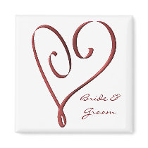 KRW Custom Stylized Red Heart Wedding Favor magnets by KRWWedding KRW Custom Stylized Red Heart Wedding Favor magnets