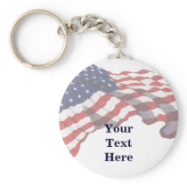 KRW Custom Text American Flag Keychain