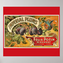 KRW CUSTOM Vintage Imperial Plum Fruit Crate Label Print