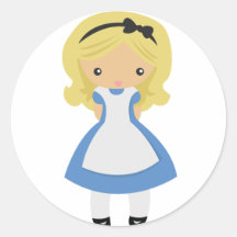 KRW Cute Alice in Wonderland Round Stickers