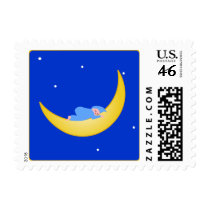 KRW Cute Baby Sleeping on the Moon postage by krwbaby KRW Cute Baby Sleeping on the Moon postage