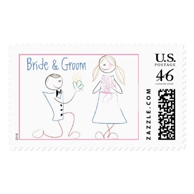 KRW Cute Bride &amp; Groom Custom Wedding Stamp