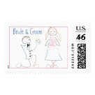 postcard - KRW Cute Bride & Groom Custom Wedding Stamp