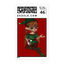 KRW Cute Christmas Elf Holiday Stamp